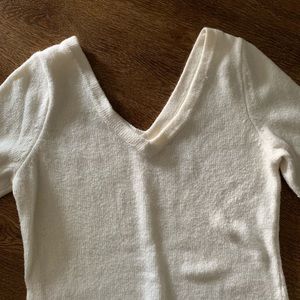 Creamy white double v feather sweater